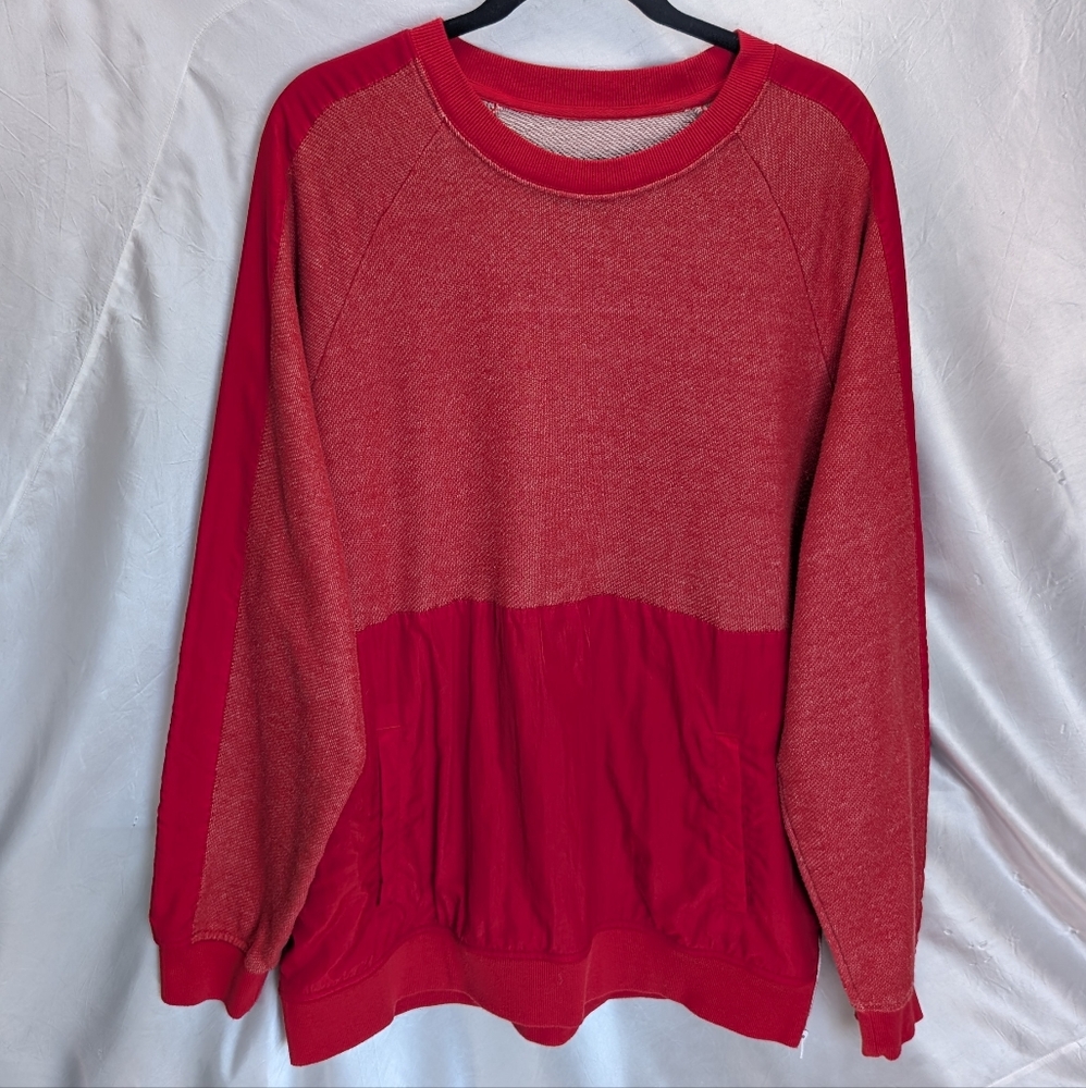 Original Use Target Scarlet Red French Terry Zip Accent Nylon Panel Crew Sweater